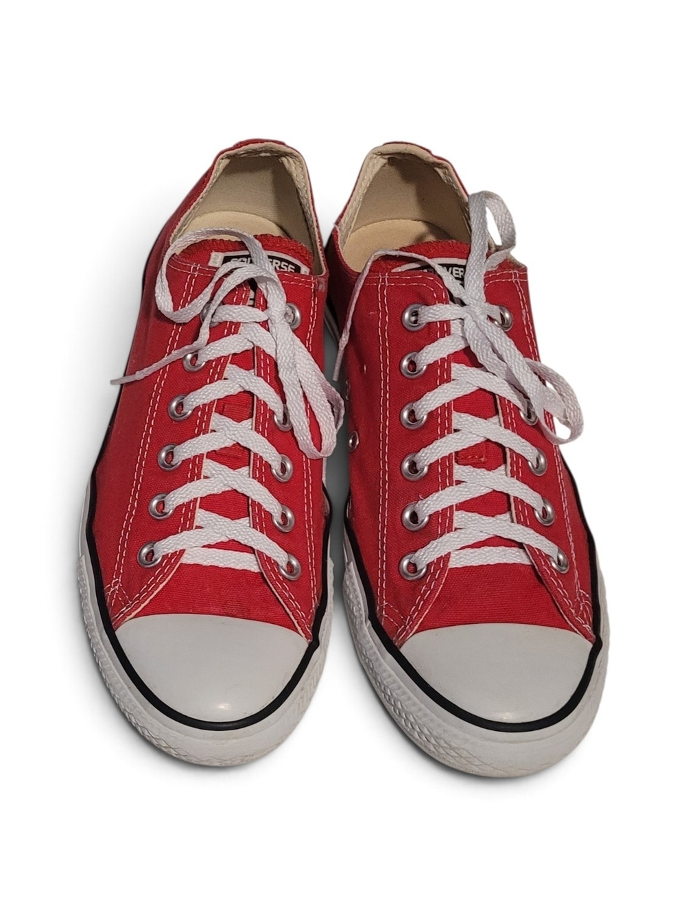Converse Red Canvas Low Top Sneakers with White Laces